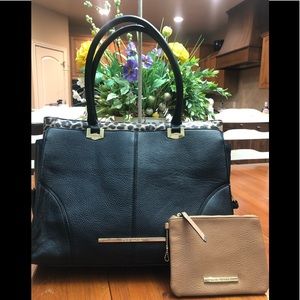 Steve Madden leopard trim purse & make-up bag